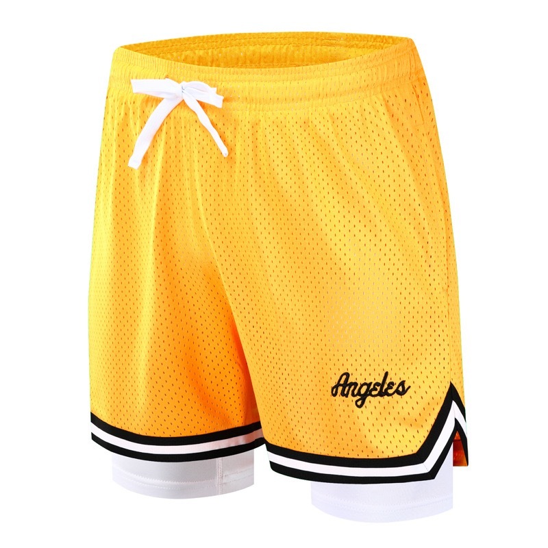 [現貨]美式籃球短褲 假兩件 三分不過膝 運動褲子 透氣舒爽 訓練短褲