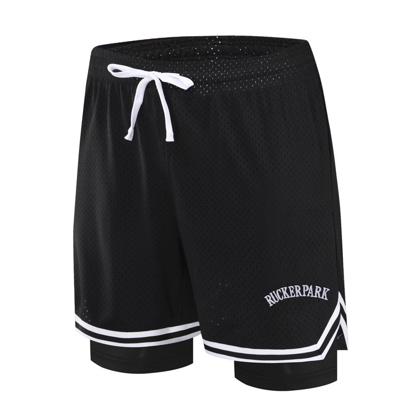 [現貨]美式籃球短褲 假兩件 三分不過膝 運動褲子 透氣舒爽 訓練短褲