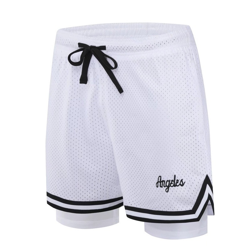 [現貨]美式籃球短褲 假兩件 三分不過膝 運動褲子 透氣舒爽 訓練短褲