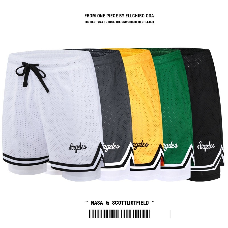 [現貨]美式籃球短褲 假兩件 三分不過膝 運動褲子 透氣舒爽 訓練短褲