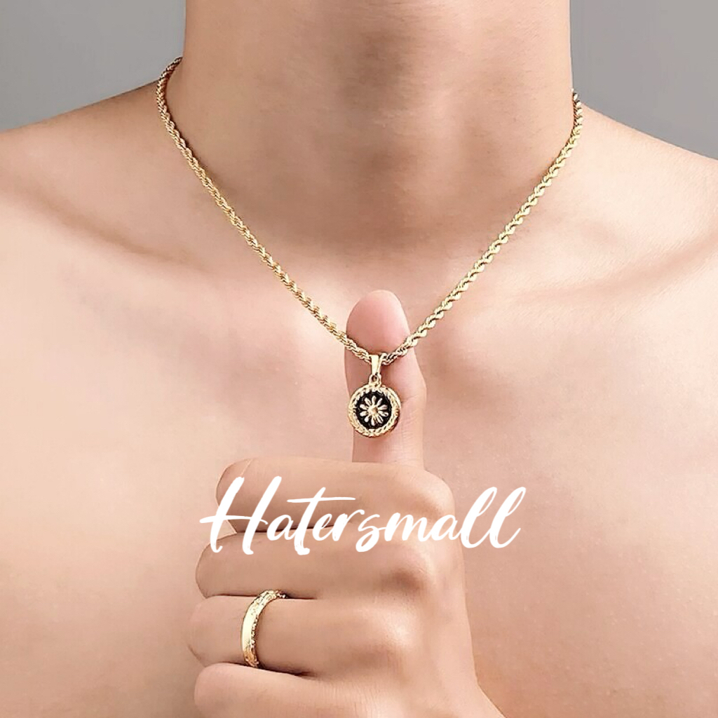 HT 男士項鍊 太陽花鈦鋼項鍊 復古小眾 開運來財鎖骨鏈 長50公分