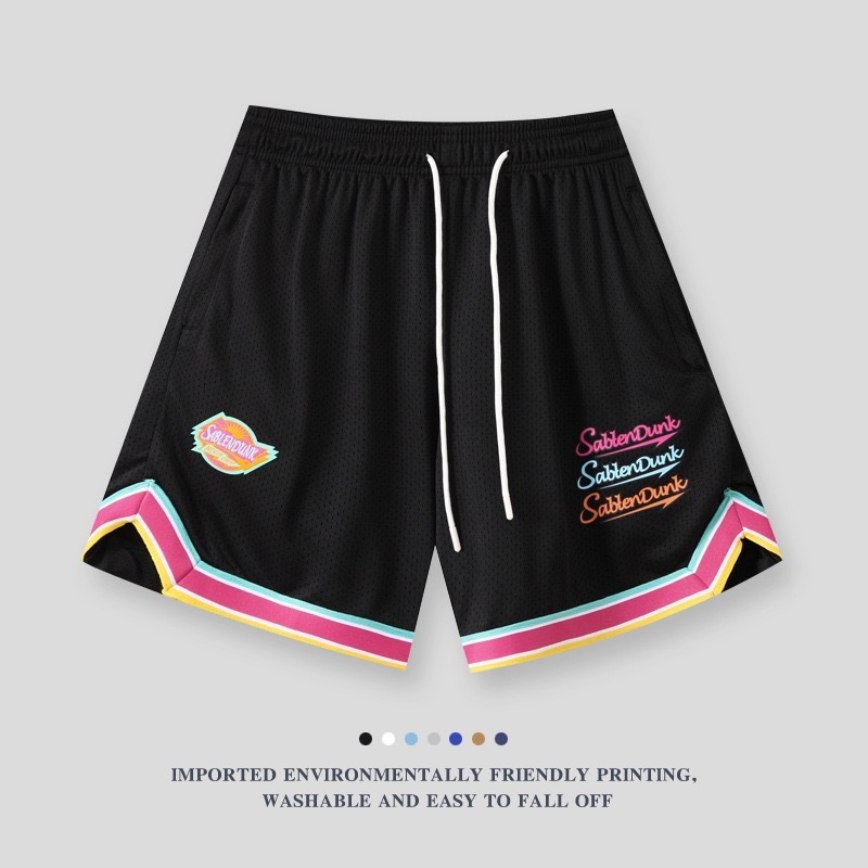 [現貨]美式復古網眼四分短褲 運動健身褲 復古 專業籃球短褲 男女不過膝 寬鬆休閒短褲