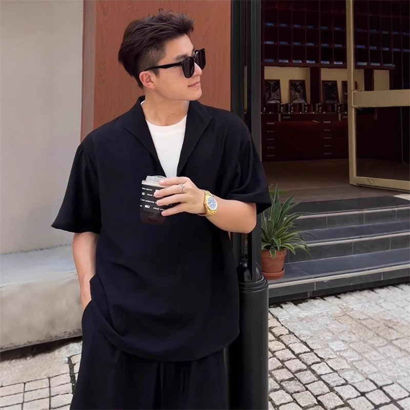 老錢風套裝 假兩件V領上衣+鬆緊腰短褲 訂製紗面料 涼感透氣垂順