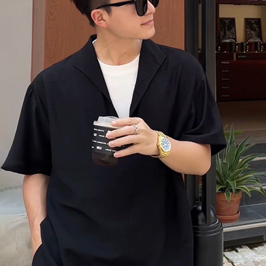 老錢風套裝 假兩件V領上衣+鬆緊腰短褲 訂製紗面料 涼感透氣垂順