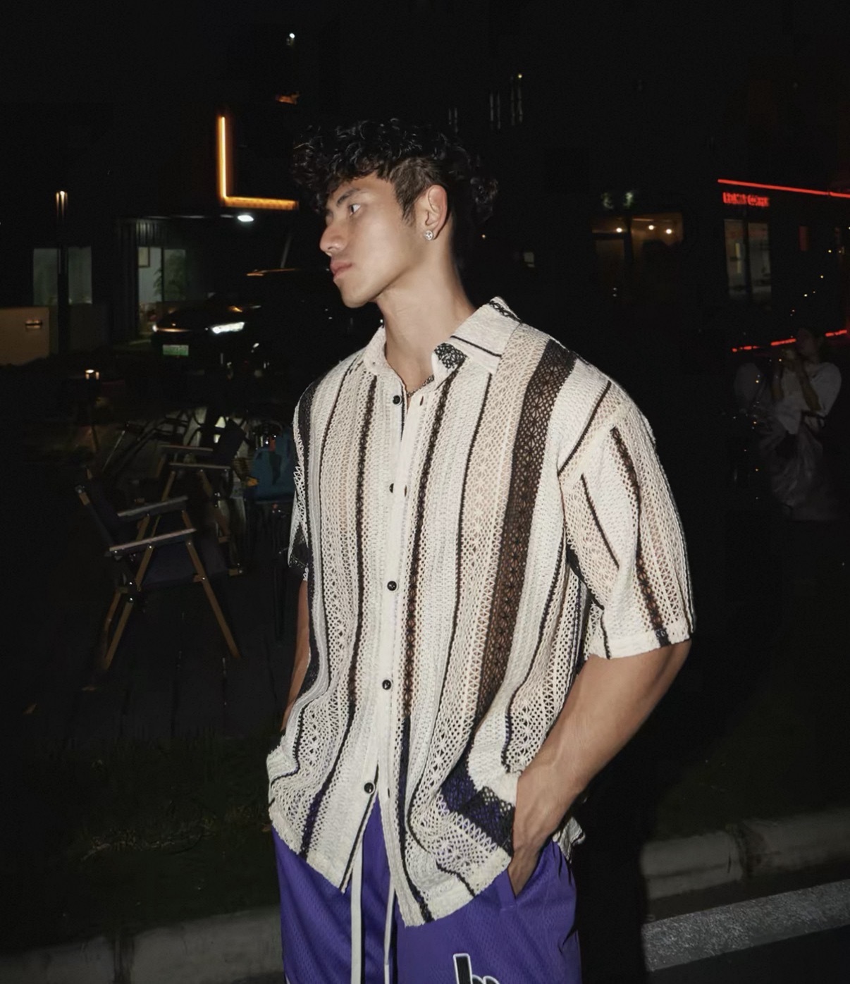 海島度假風 男士鏤空上衣 輕薄透氣 設計感外套