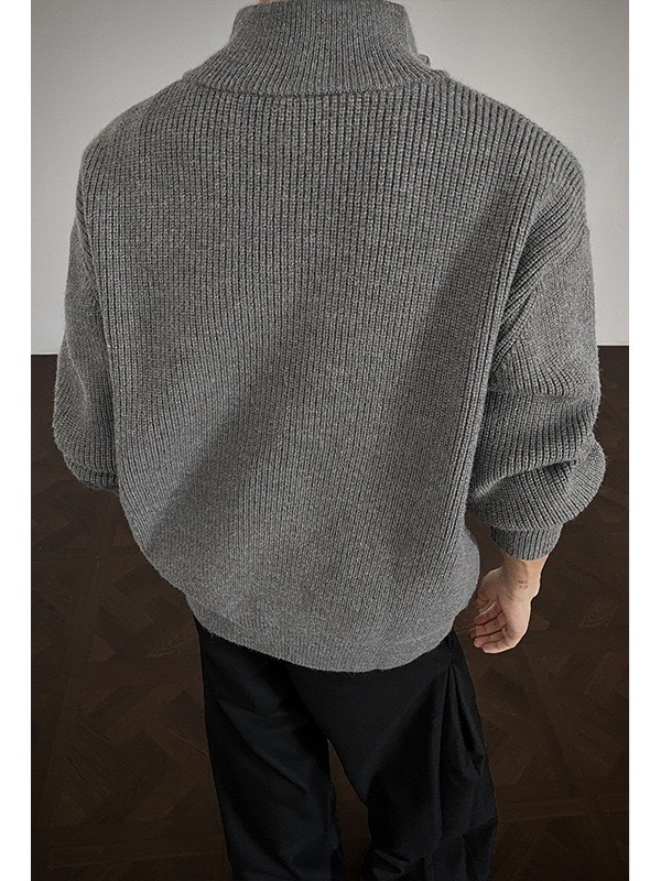 秋冬立領雙拉鍊毛衣 針織外套 美式復古風 