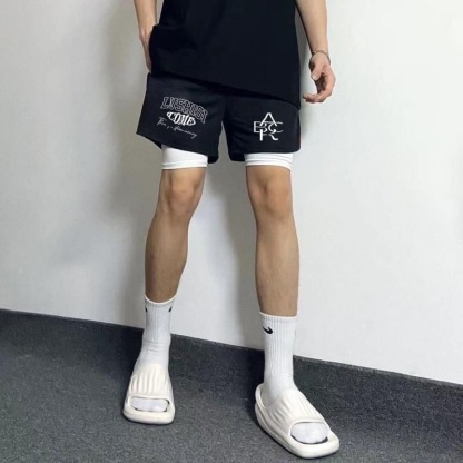 HT美式運動短褲 鬆緊腰帶 寬鬆透氣速乾 四分短褲「海王星」