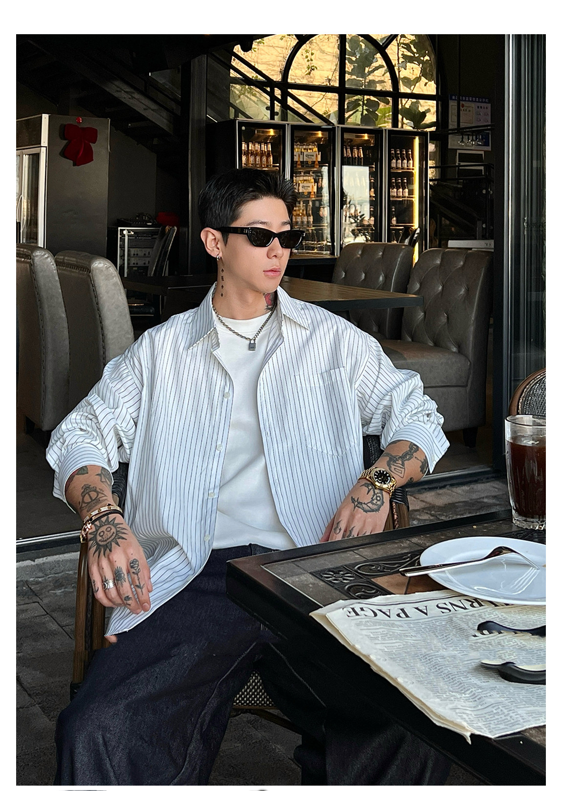 韓版襯衫 條紋男士襯衫 輕薄外套 春秋款｜休閒寬鬆輕商務