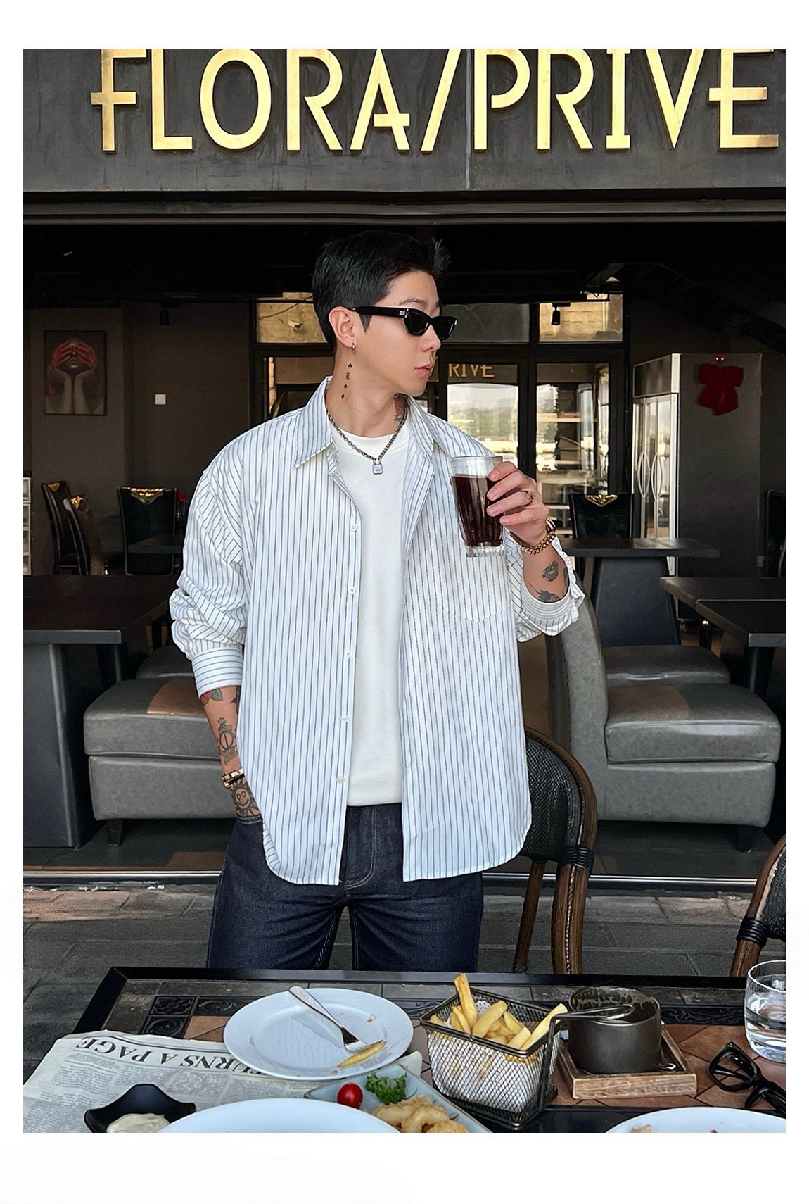 韓版襯衫 條紋男士襯衫 輕薄外套 春秋款｜休閒寬鬆輕商務