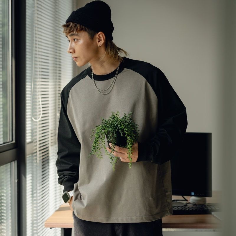 KK 日系純棉插肩袖 長袖 簡約百搭 寬鬆親膚 男女同款
