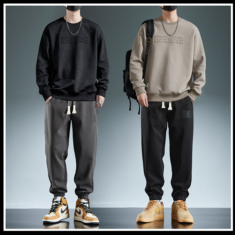 省心套裝 純棉套頭衛衣+鬆緊休閒運動長褲 親膚舒適 顯瘦遮肉顯腿長