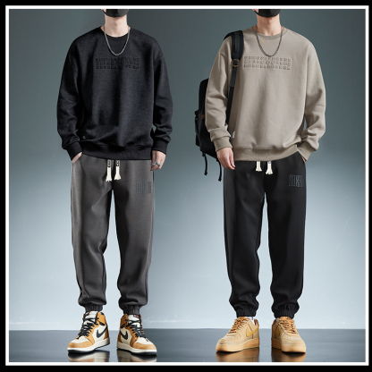 省心套裝 純棉套頭衛衣+鬆緊休閒運動長褲 親膚舒適 顯瘦遮肉顯腿長