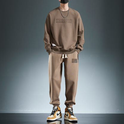 省心套裝 純棉套頭衛衣+鬆緊休閒運動長褲 親膚舒適 顯瘦遮肉顯腿長