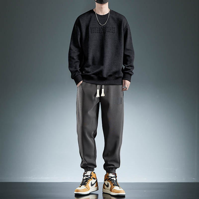 省心套裝 純棉套頭衛衣+鬆緊休閒運動長褲 親膚舒適 顯瘦遮肉顯腿長