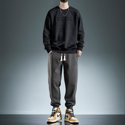 省心套裝 純棉套頭衛衣+鬆緊休閒運動長褲 親膚舒適 顯瘦遮肉顯腿長