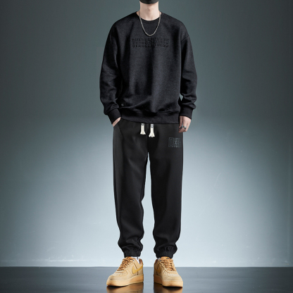 省心套裝 純棉套頭衛衣+鬆緊休閒運動長褲 親膚舒適 顯瘦遮肉顯腿長