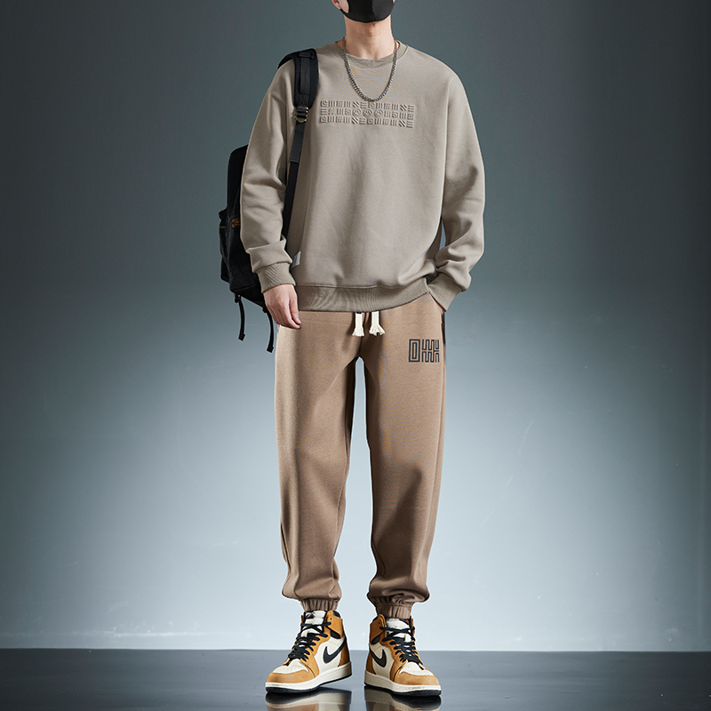 省心套裝 純棉套頭衛衣+鬆緊休閒運動長褲 親膚舒適 顯瘦遮肉顯腿長