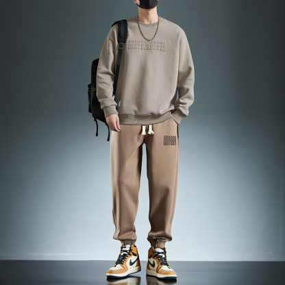 省心套裝 純棉套頭衛衣+鬆緊休閒運動長褲 親膚舒適 顯瘦遮肉顯腿長