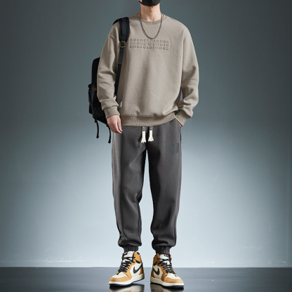 省心套裝 純棉套頭衛衣+鬆緊休閒運動長褲 親膚舒適 顯瘦遮肉顯腿長