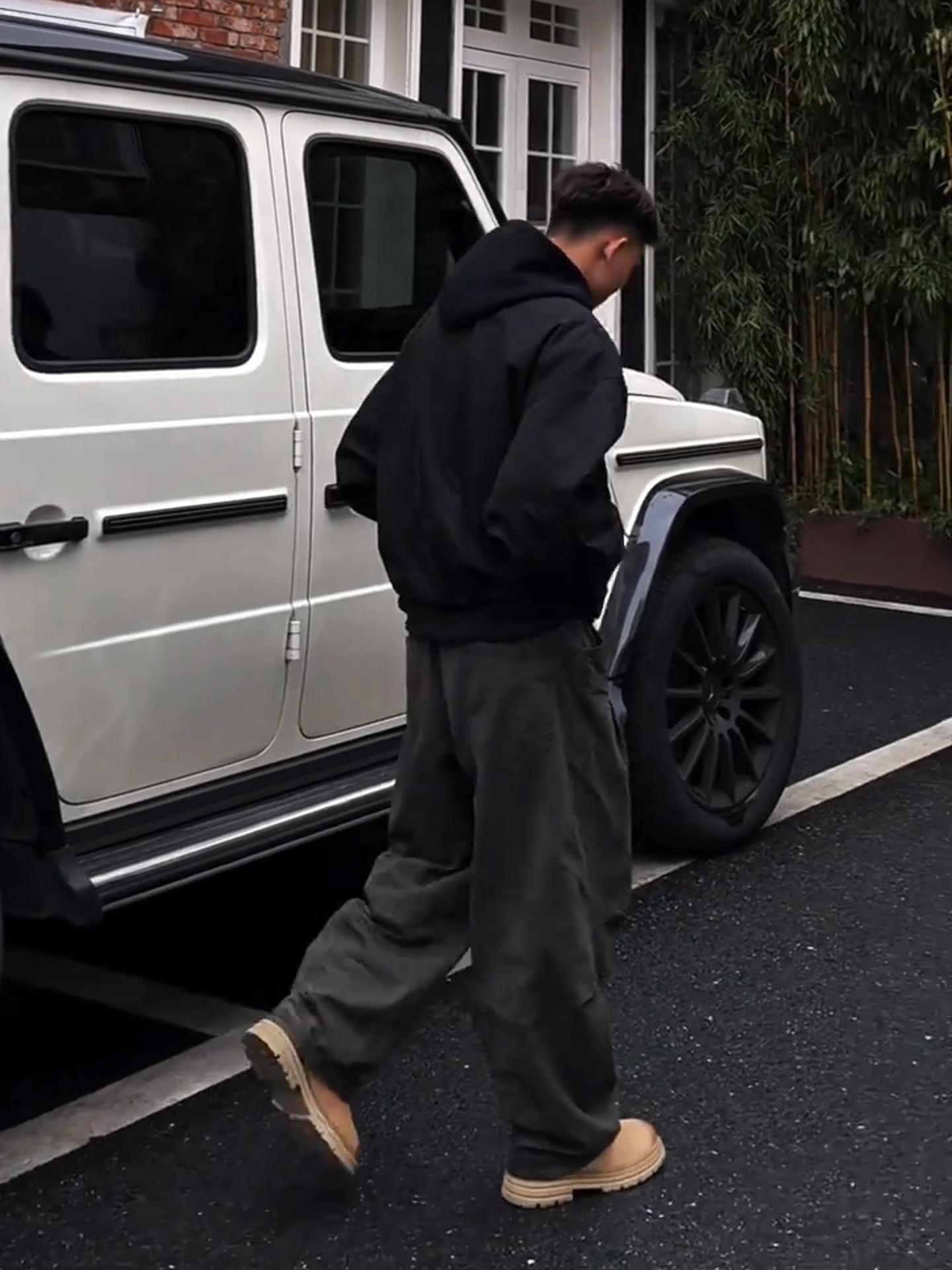 美式復古風 個性設計感褶皺工裝褲 闊腿長褲