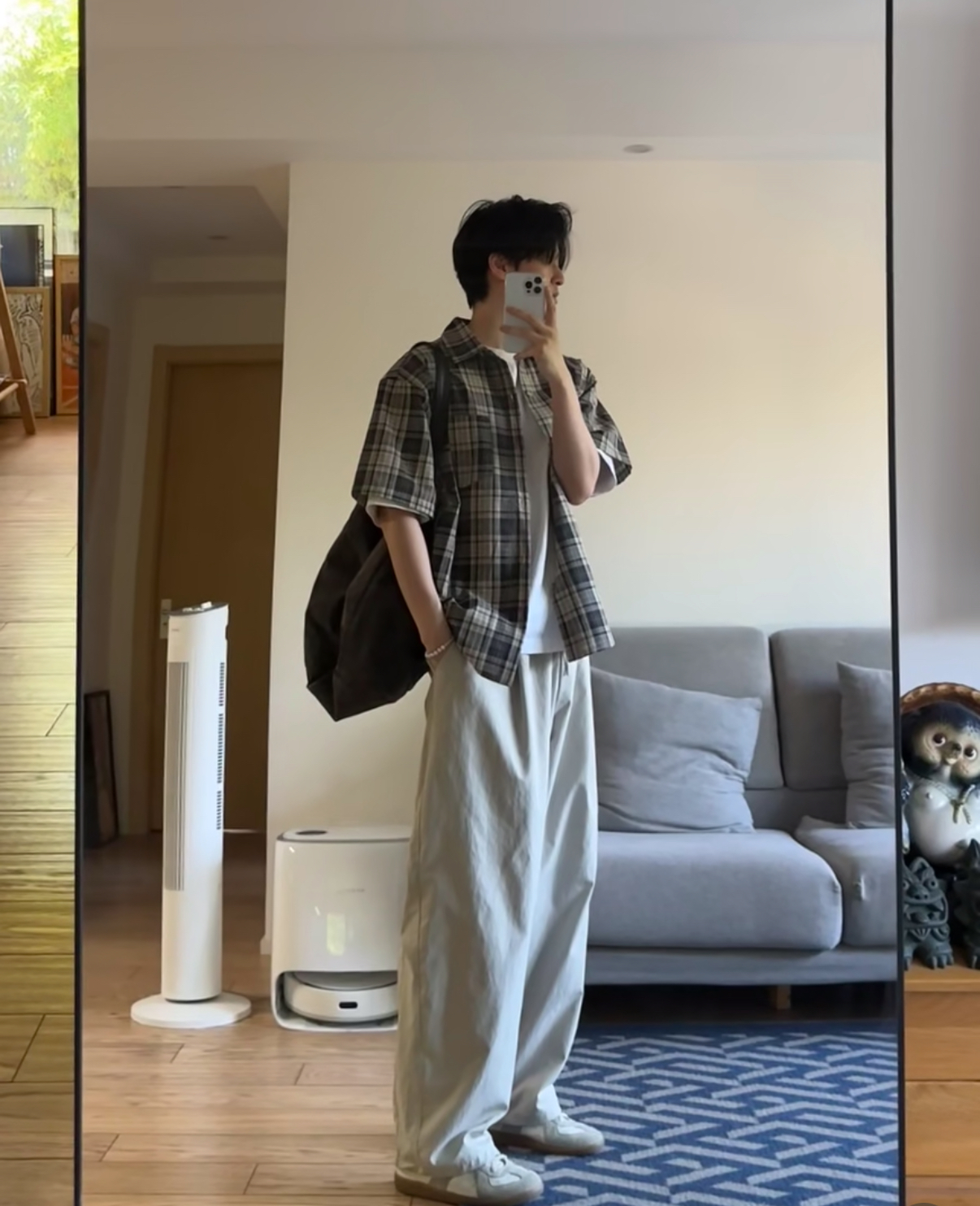 HT 涼感打褶彎刀長褲 寬鬆直筒設計 遮肉顯瘦百搭