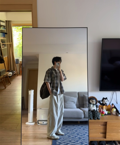 HT 涼感打褶彎刀長褲 寬鬆直筒設計 遮肉顯瘦百搭