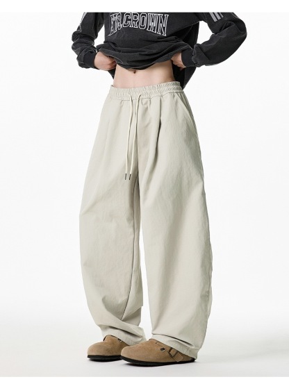 HT 涼感打褶彎刀長褲 寬鬆直筒設計 遮肉顯瘦百搭