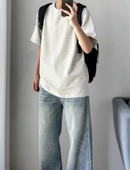 Cleanfit 純色純棉T恤+日系慵懶風長褲 寬鬆休閒