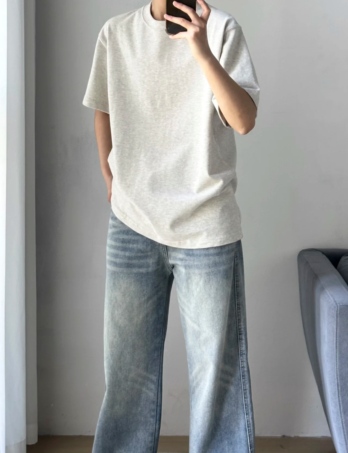 Cleanfit 純色純棉T恤+日系慵懶風長褲 寬鬆休閒