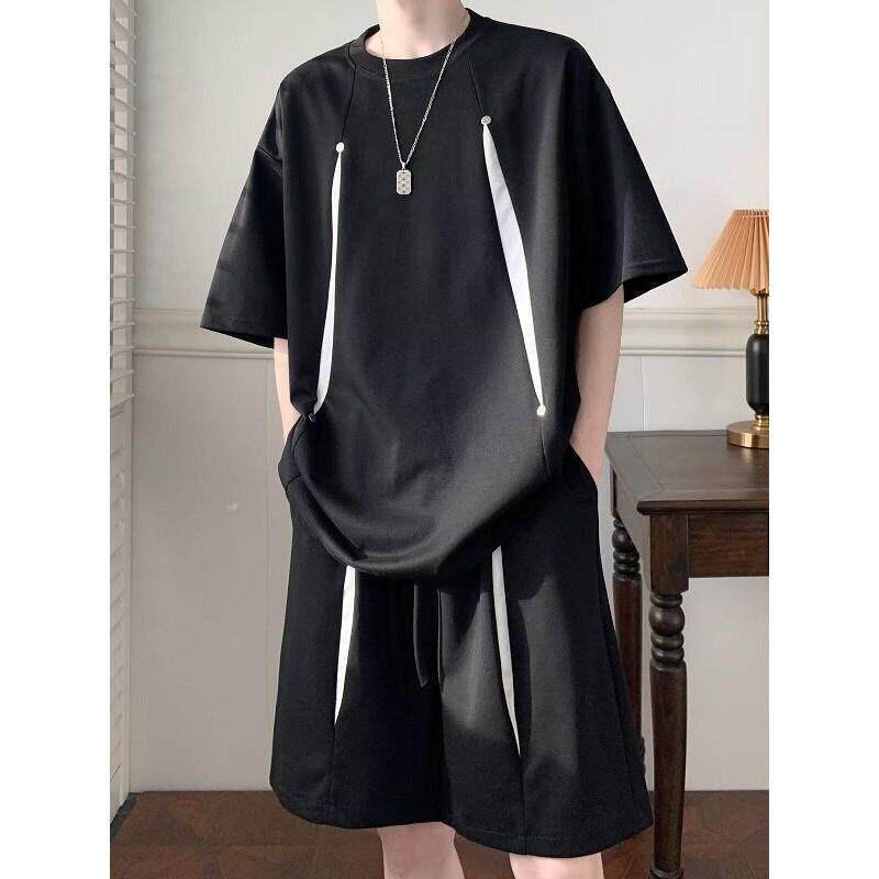 [Copy]MAN 美式速干運動套裝 圆领拼色上衣+鬆緊腰工裝短褲｜寬鬆休閒凉感