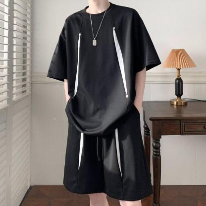 [Copy]MAN 美式速干運動套裝 圆领拼色上衣+鬆緊腰工裝短褲｜寬鬆休閒凉感