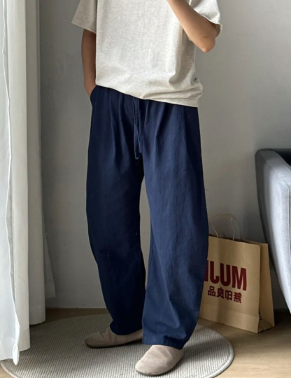 Cleanfit 純色純棉T恤+日系慵懶風長褲 寬鬆休閒