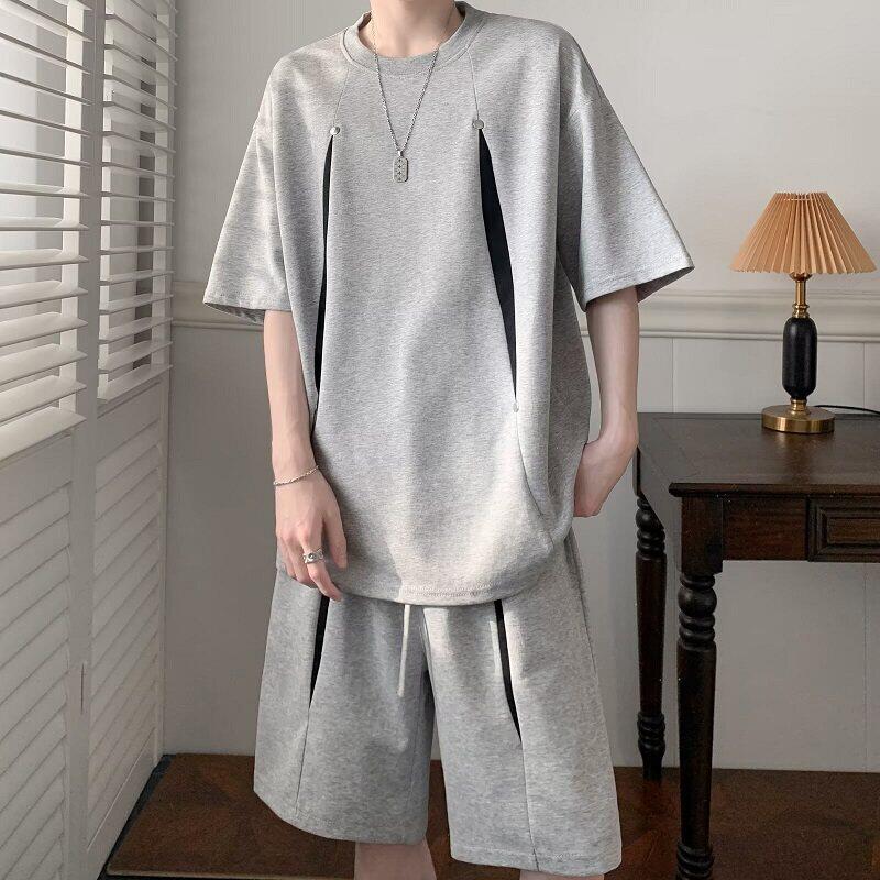 [Copy]MAN 美式速干運動套裝 圆领拼色上衣+鬆緊腰工裝短褲｜寬鬆休閒凉感