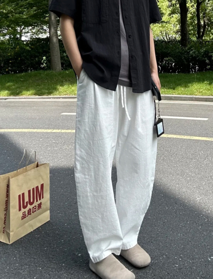 Cleanfit 純色純棉T恤+日系慵懶風長褲 寬鬆休閒