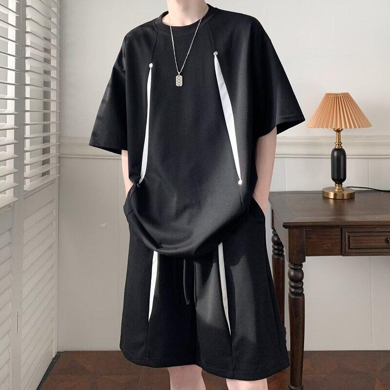 [Copy]MAN 美式速干運動套裝 圆领拼色上衣+鬆緊腰工裝短褲｜寬鬆休閒凉感