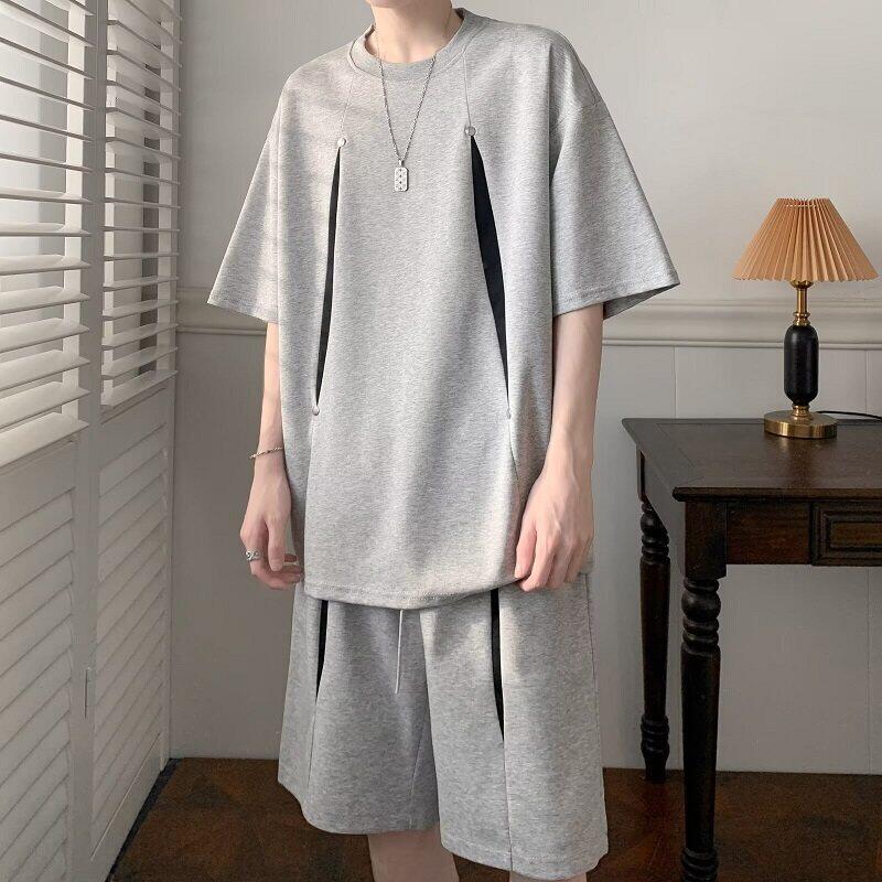 [Copy]MAN 美式速干運動套裝 圆领拼色上衣+鬆緊腰工裝短褲｜寬鬆休閒凉感