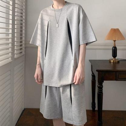 [Copy]MAN 美式速干運動套裝 圆领拼色上衣+鬆緊腰工裝短褲｜寬鬆休閒凉感