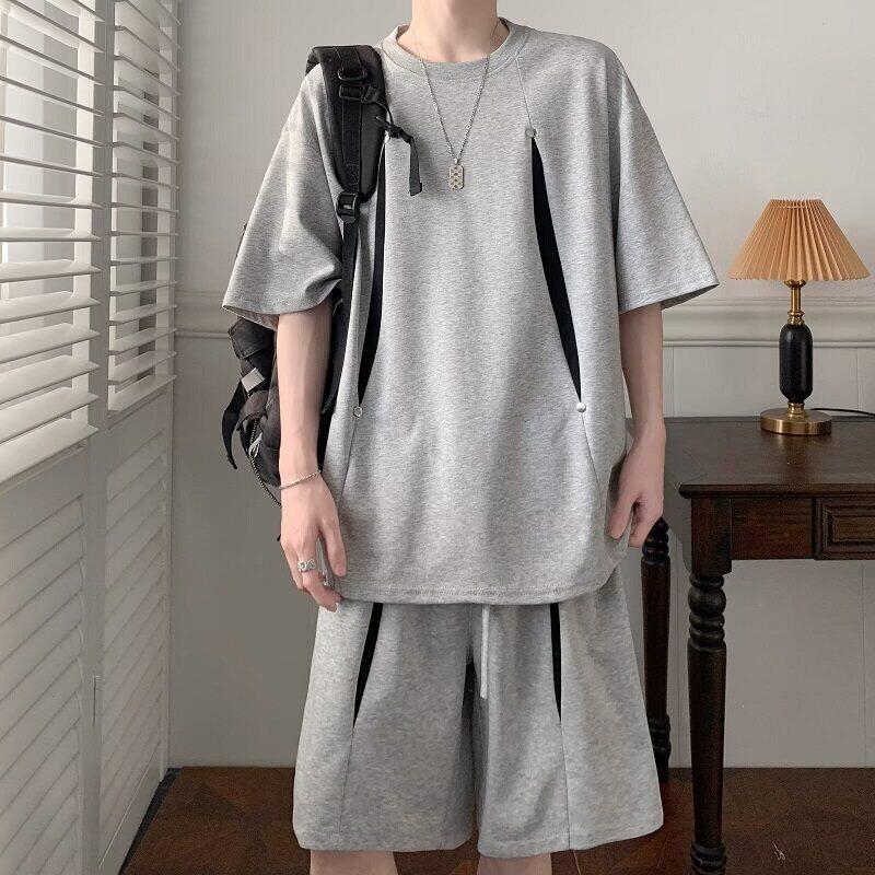 [Copy]MAN 美式速干運動套裝 圆领拼色上衣+鬆緊腰工裝短褲｜寬鬆休閒凉感