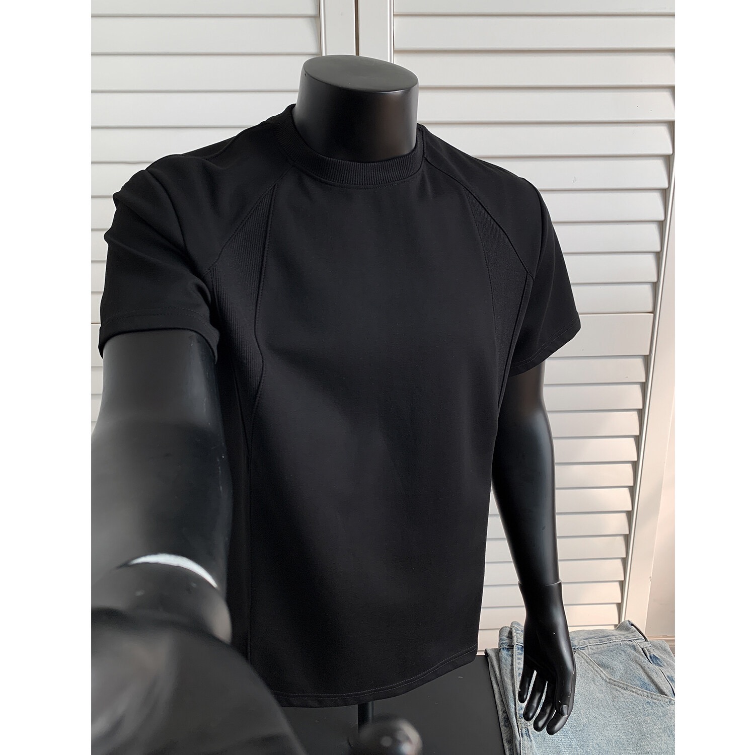 美式素面TEE 正肩小領螺紋TEE 純棉寬鬆