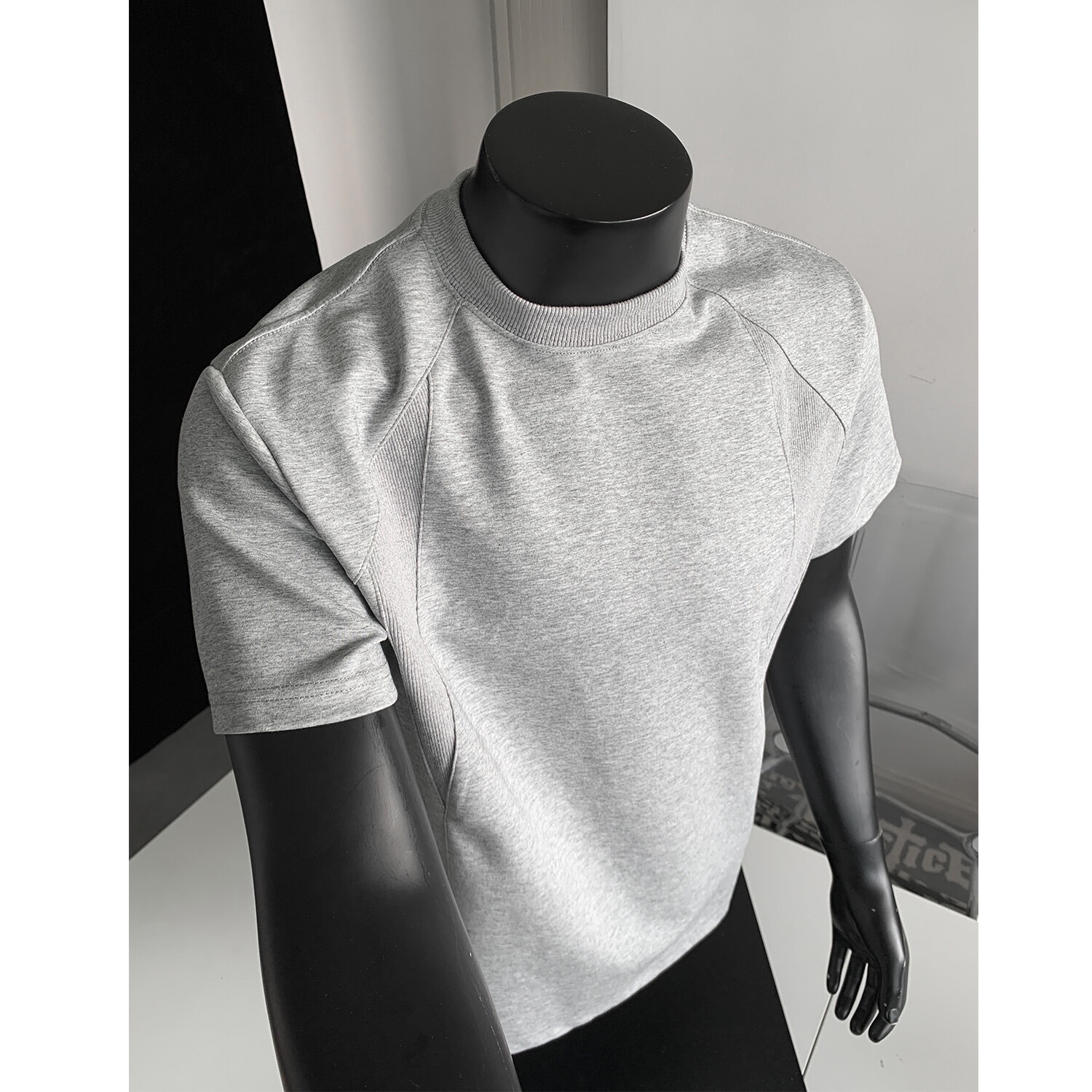 美式素面TEE 正肩小領螺紋TEE 純棉寬鬆