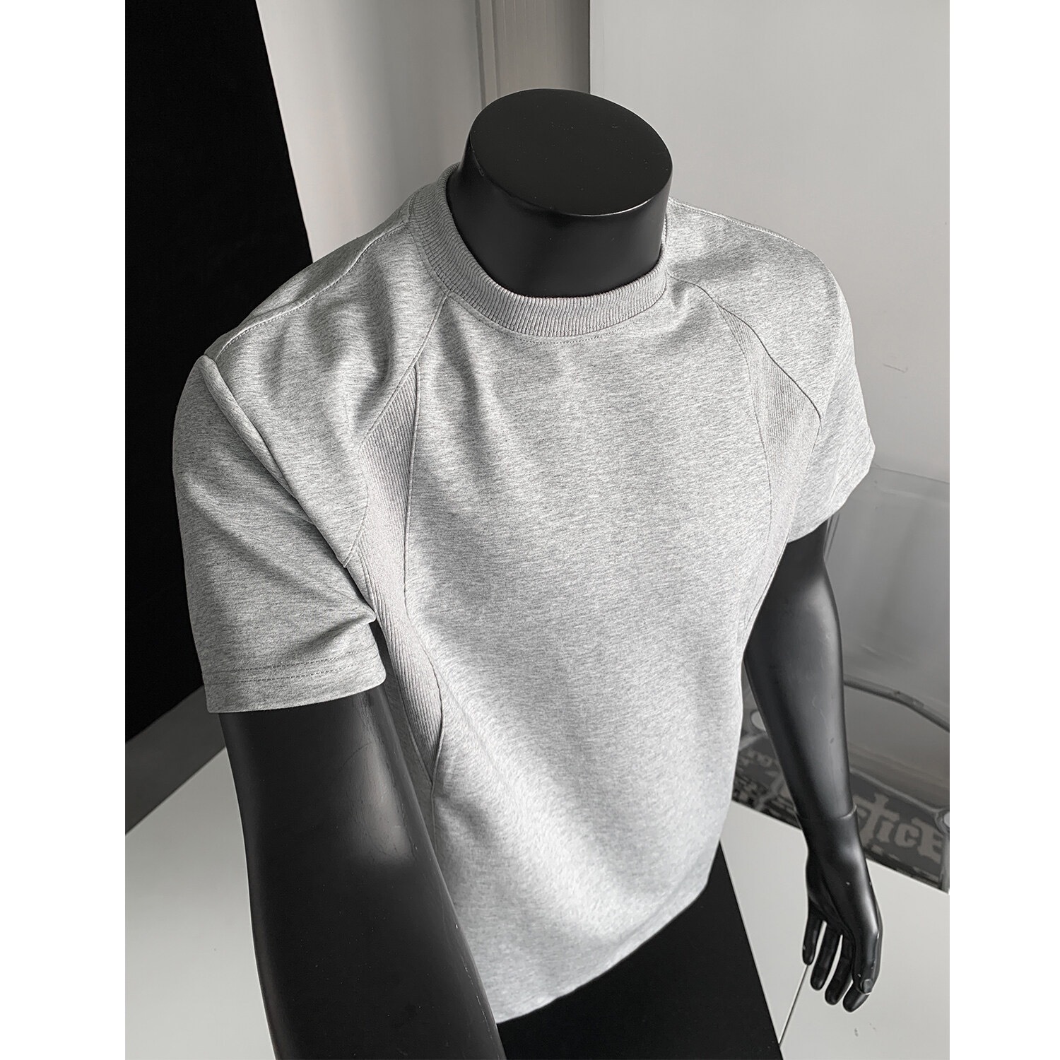 美式素面TEE 正肩小領螺紋TEE 純棉寬鬆