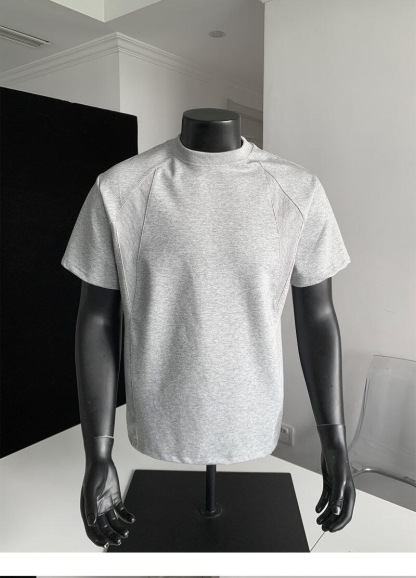 美式素面TEE 正肩小領螺紋TEE 純棉寬鬆