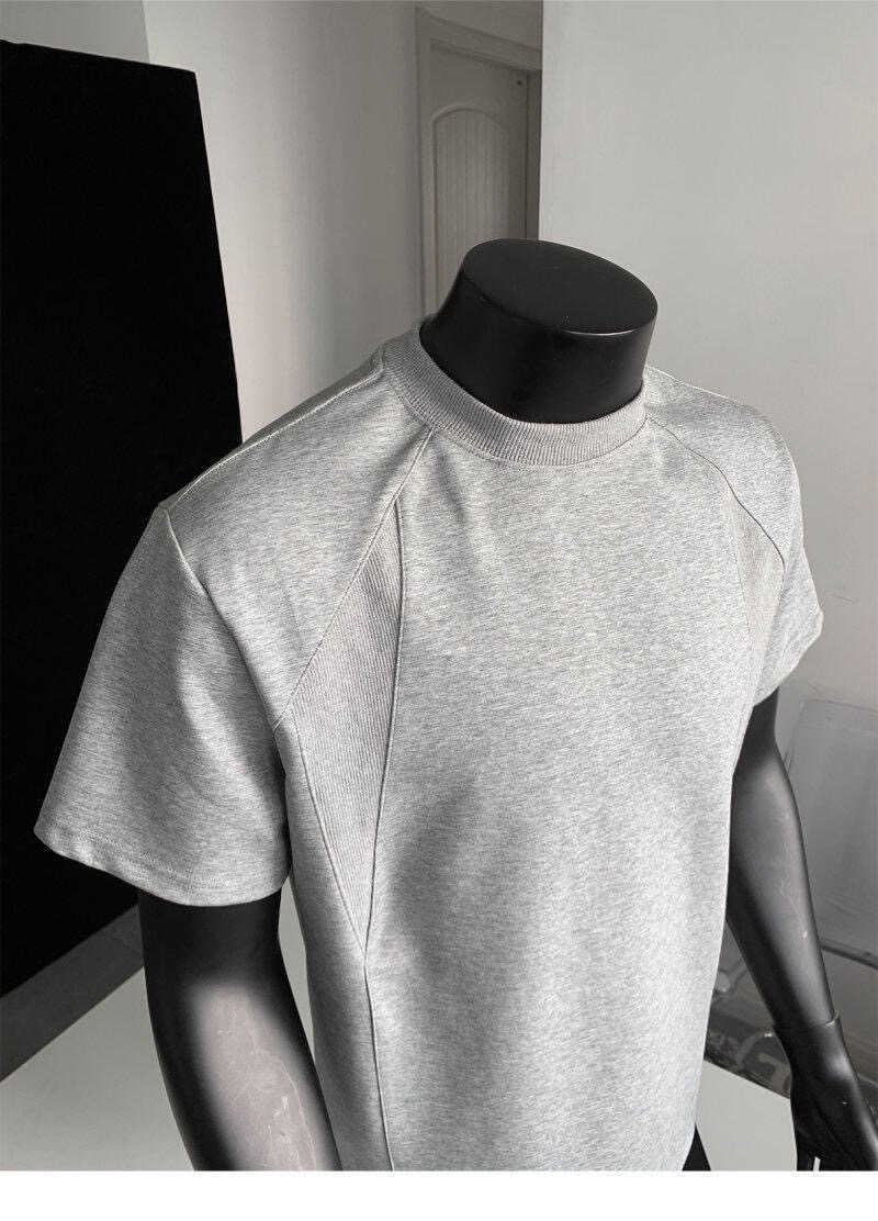 美式素面TEE 正肩小領螺紋TEE 純棉寬鬆