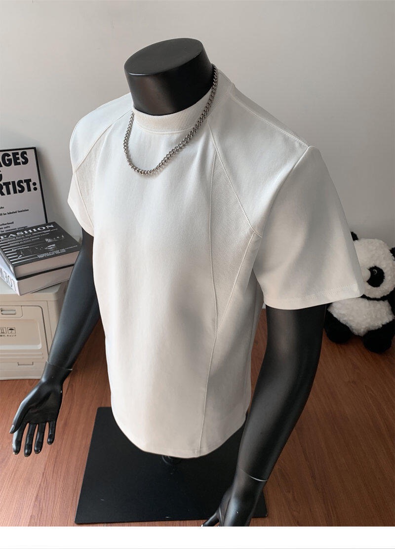 美式素面TEE 正肩小領螺紋TEE 純棉寬鬆