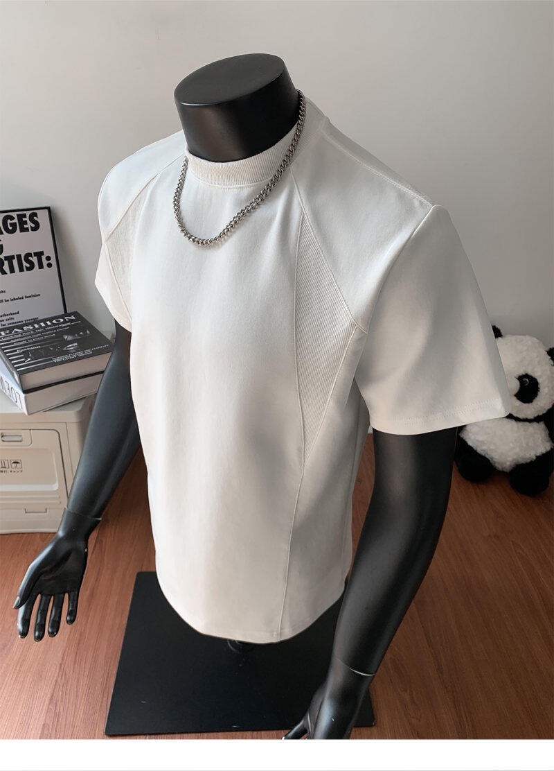 美式素面TEE 正肩小領螺紋TEE 純棉寬鬆