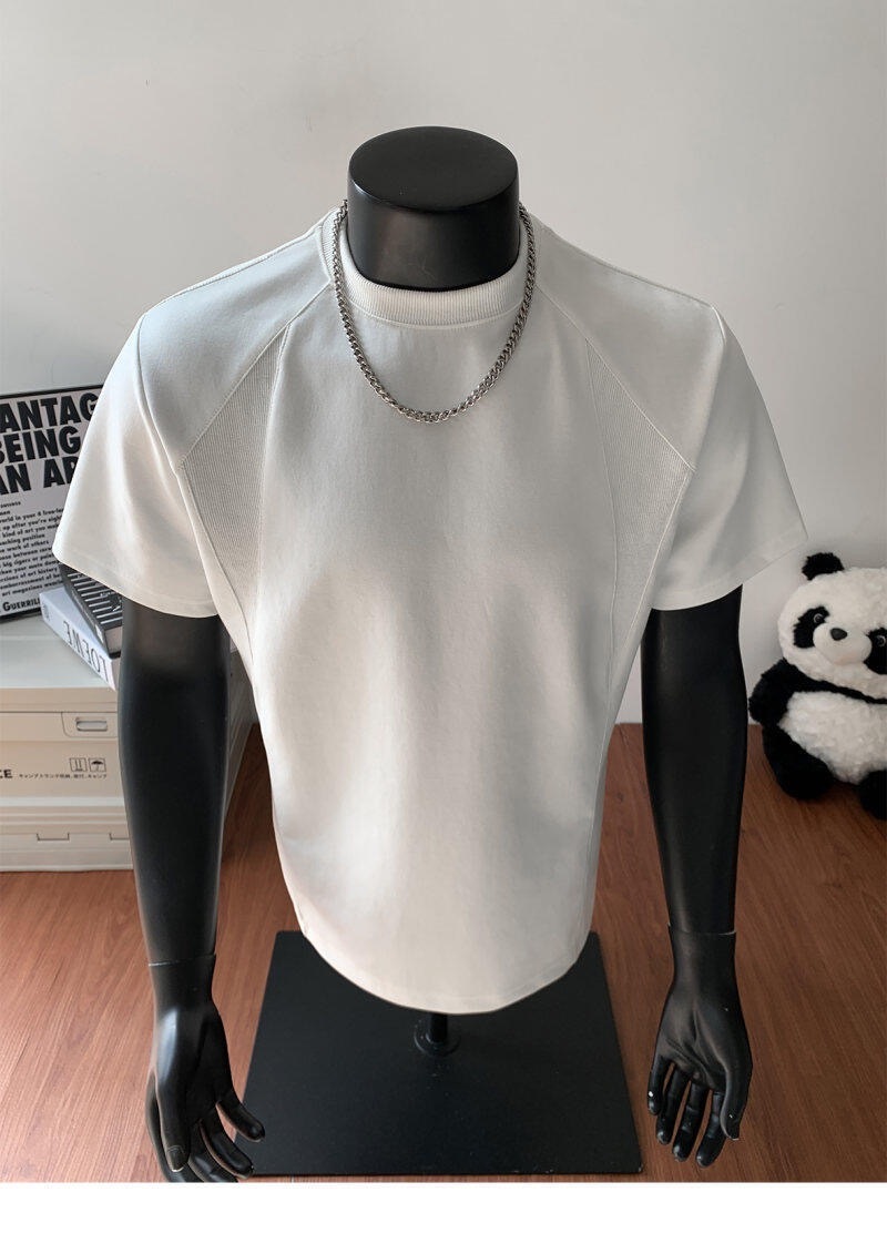 美式素面TEE 正肩小領螺紋TEE 純棉寬鬆