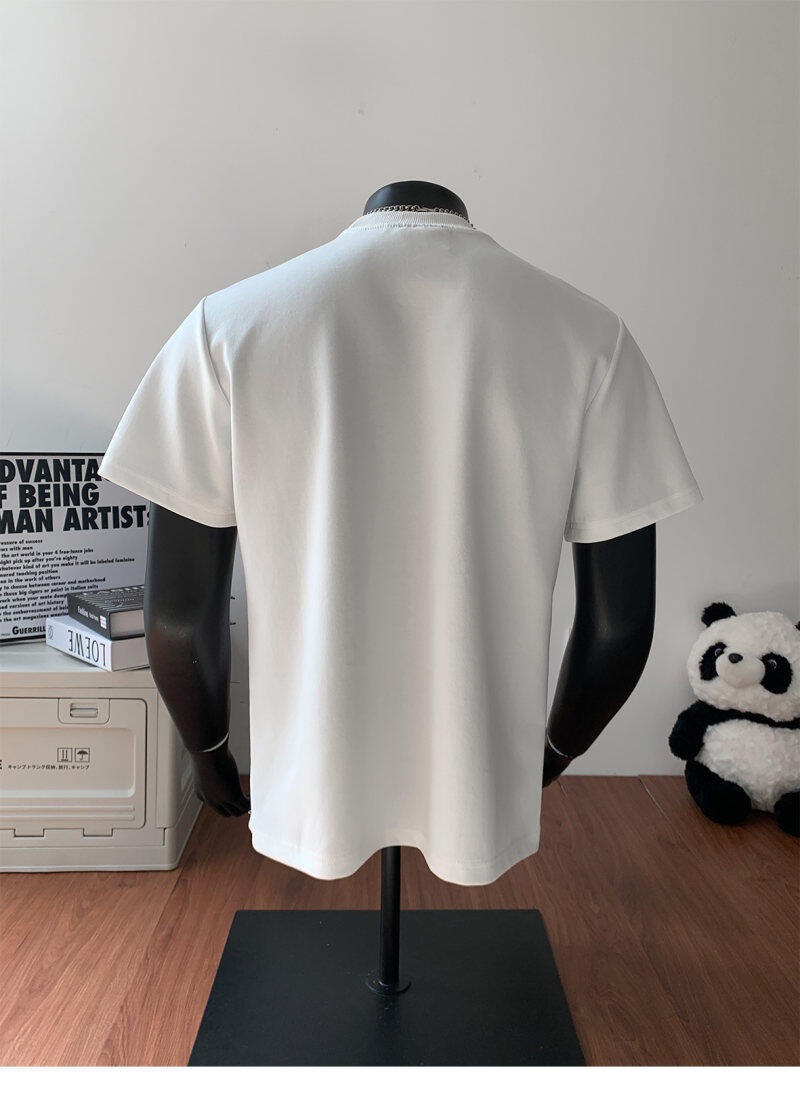 美式素面TEE 正肩小領螺紋TEE 純棉寬鬆