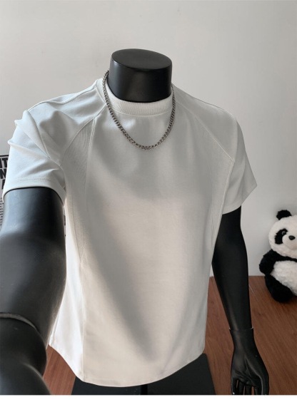 美式素面TEE 正肩小領螺紋TEE 純棉寬鬆