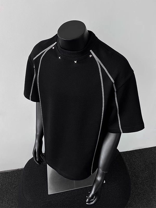 MAN 插肩袖設計 結構線 港風素面TEE