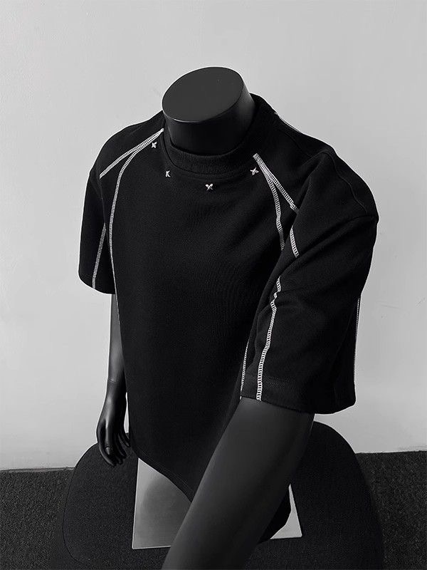 MAN 插肩袖設計 結構線 港風素面TEE 